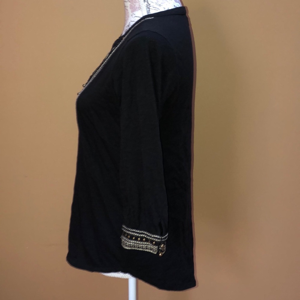 Lucky Brand Black Beaded Shirt Small - Picture 2 of 4